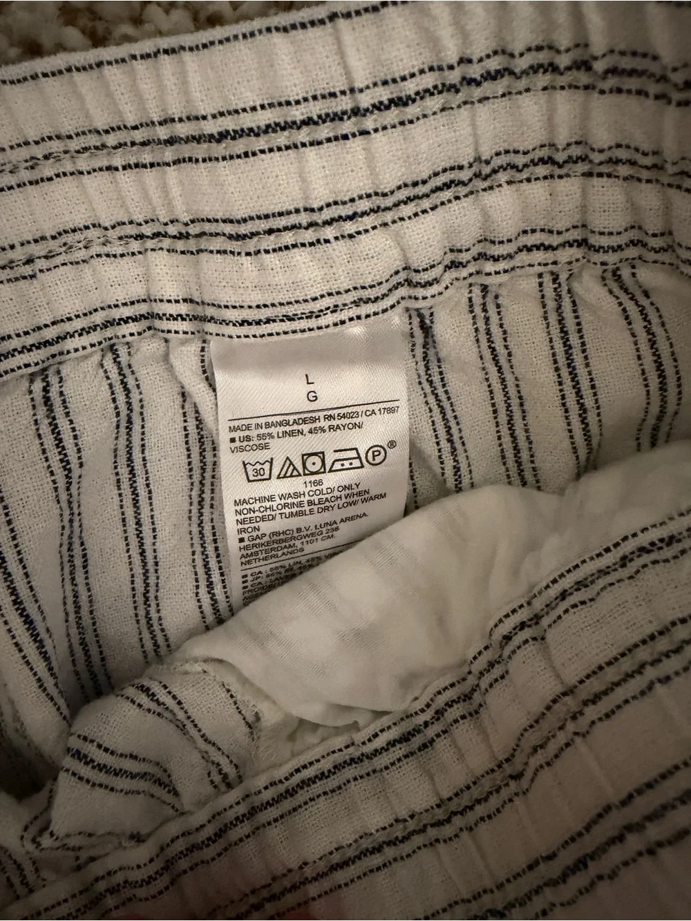 Banana Republic White & Blue Striped Straight-Leg Linen Pants
